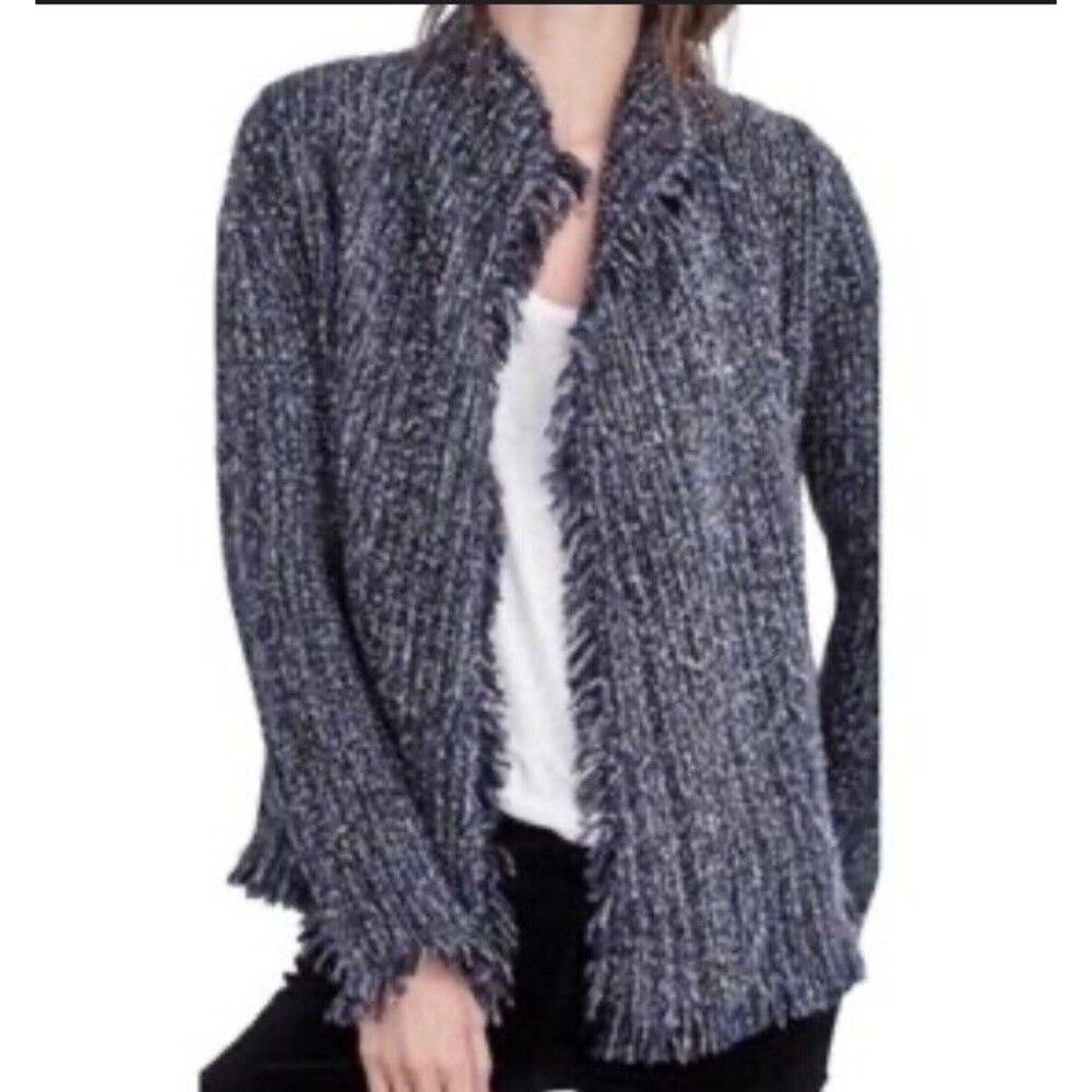 Velvet By Graham & Spencer Tweed Knit Open Front Cardigan Sweater Small